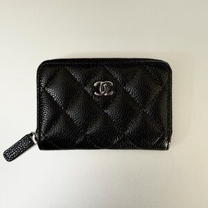 Chanel Classic Zipped Coin Purse (Black Caviar/Silver) [2025]